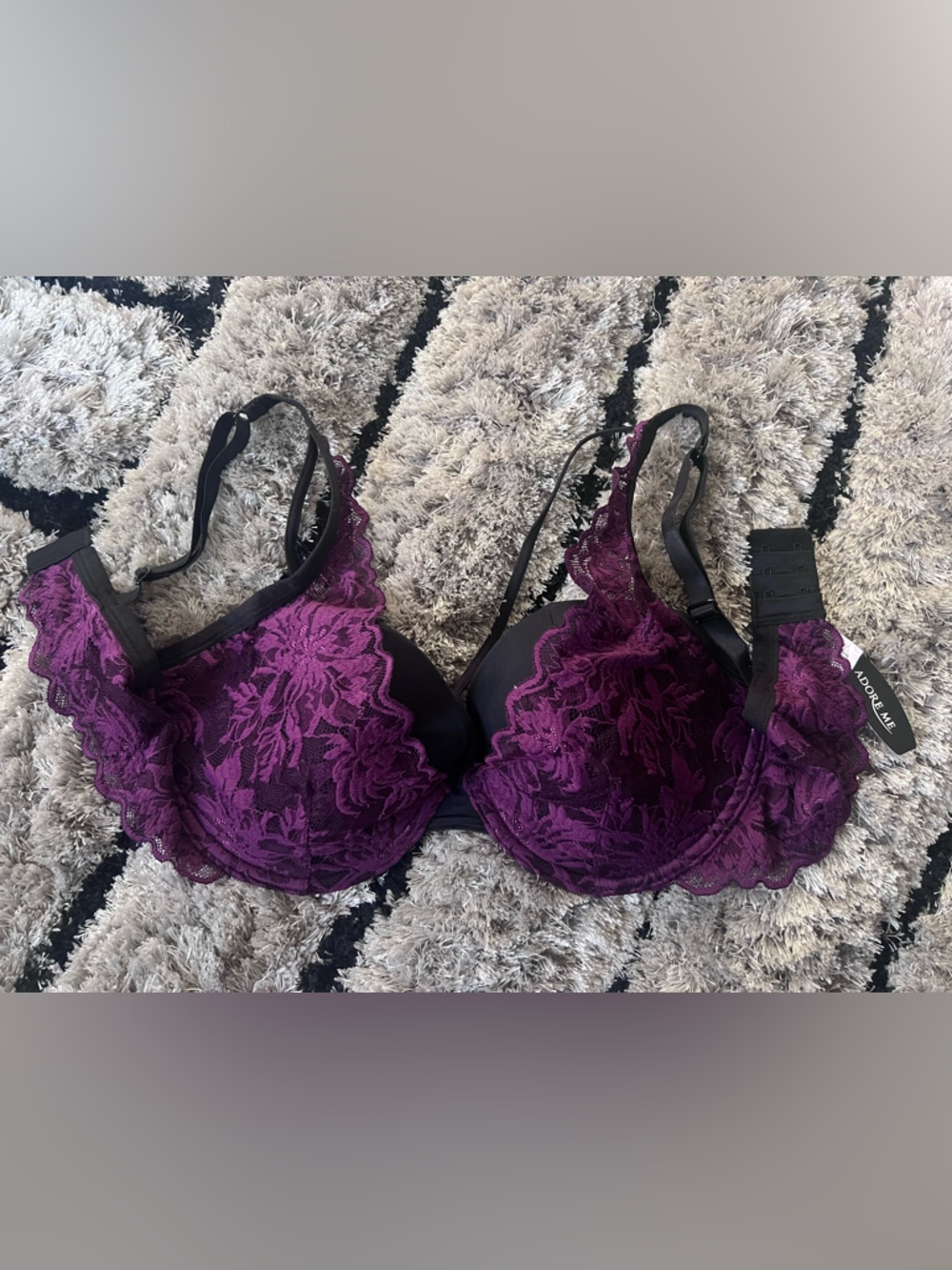 Adore Me Deep Purple Lace Underwire Bra. Size 34 DDD. NWT.